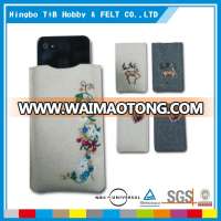 Embroidery felt phone case, felt mobile phone case/felt phone cover/felt phone pouch